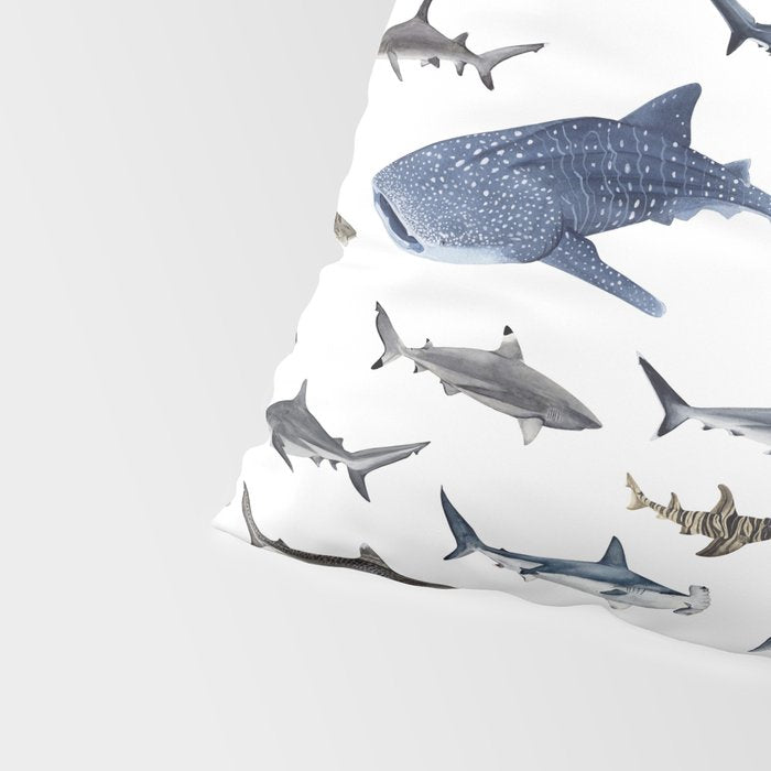 SHARKS poster-white Pillow Sham Gallery Image 4