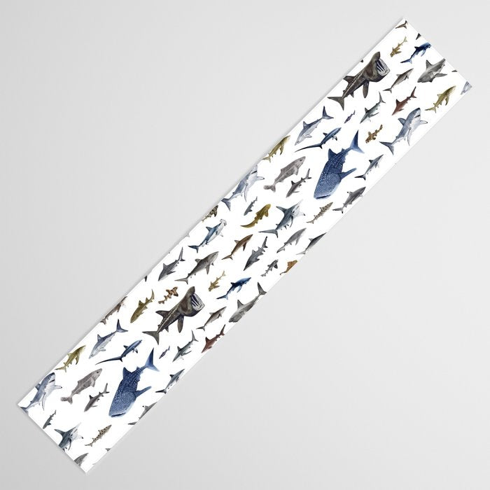 SHARKS poster-white Table Runner Gallery Image 3