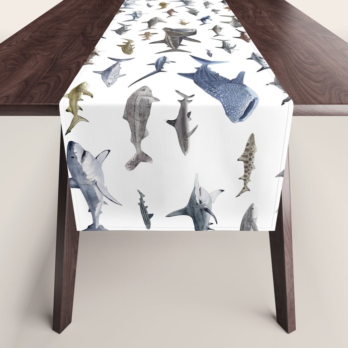 SHARKS poster-white Table Runner Gallery Image 1