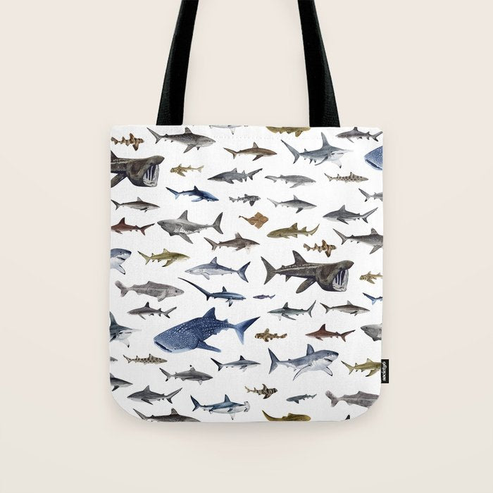 SHARKS poster-white Tote Bag Gallery Image 1
