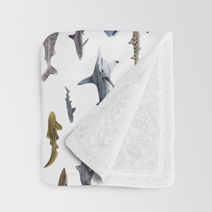 SHARKS poster-white Throw Blanket Gallery Image 3