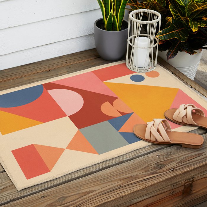 Abstract Geometric Shapes 32 Outdoor Rug Gallery Image 2
