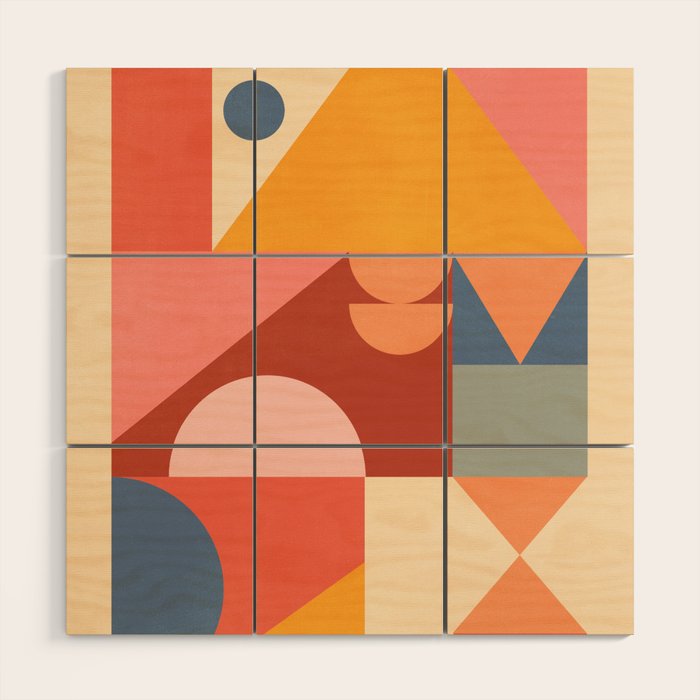 Abstract Geometric Shapes 32 Wood Wall Art Gallery Image 1