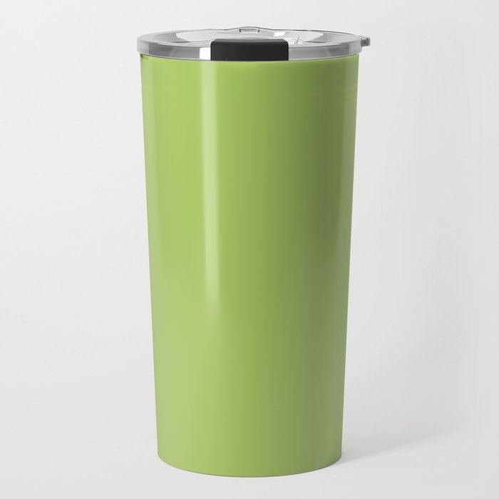 Happy Light Lime Green Solid Travel Mug Gallery Image 1