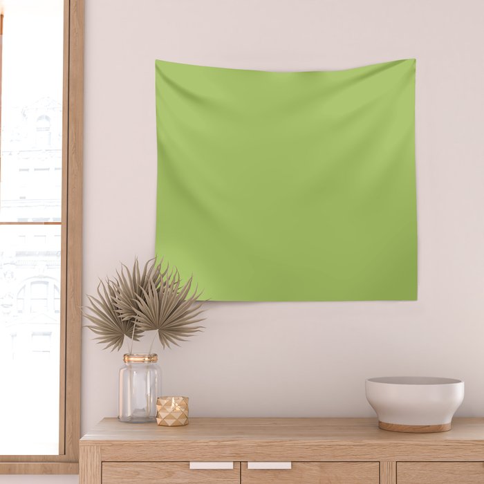 Happy Light Lime Green Solid Wall Tapestry Gallery Image 2