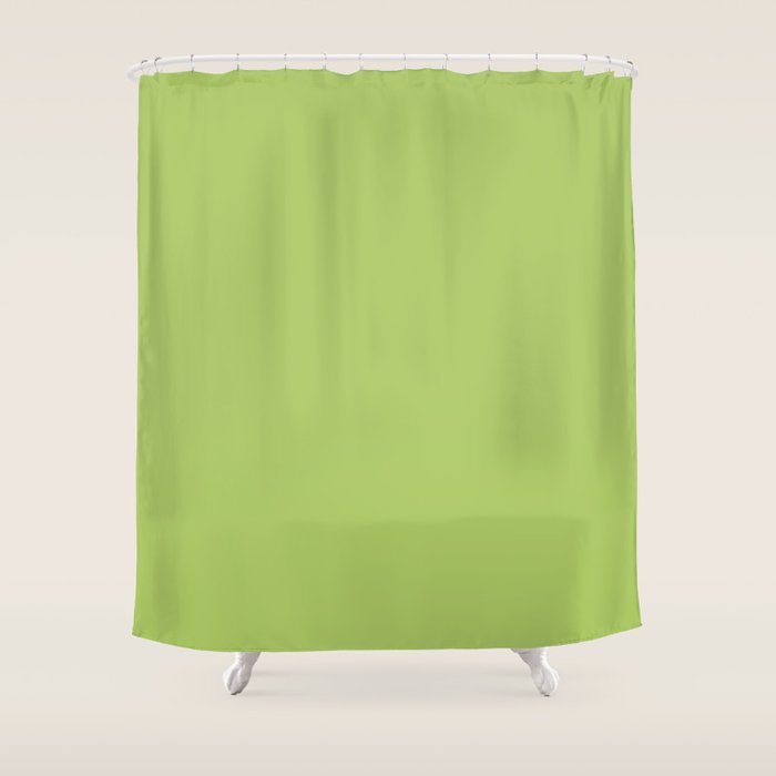 Happy Light Lime Green Solid Shower Curtain Gallery Image 1
