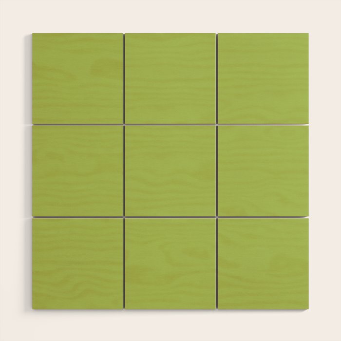 Happy Light Lime Green Solid Wood Wall Art Gallery Image 1