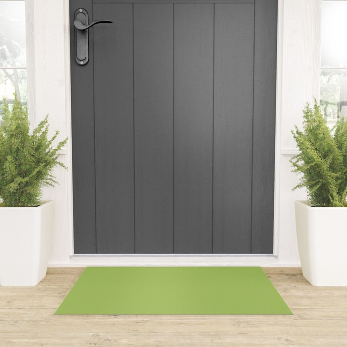 Happy Light Lime Green Solid Welcome Mat Gallery Image 3