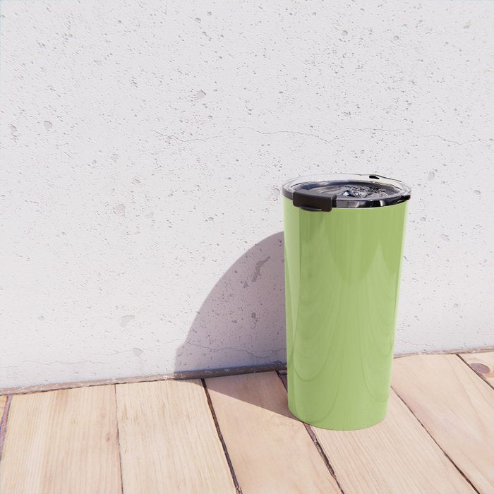Happy Light Lime Green Solid Travel Mug Gallery Image 4