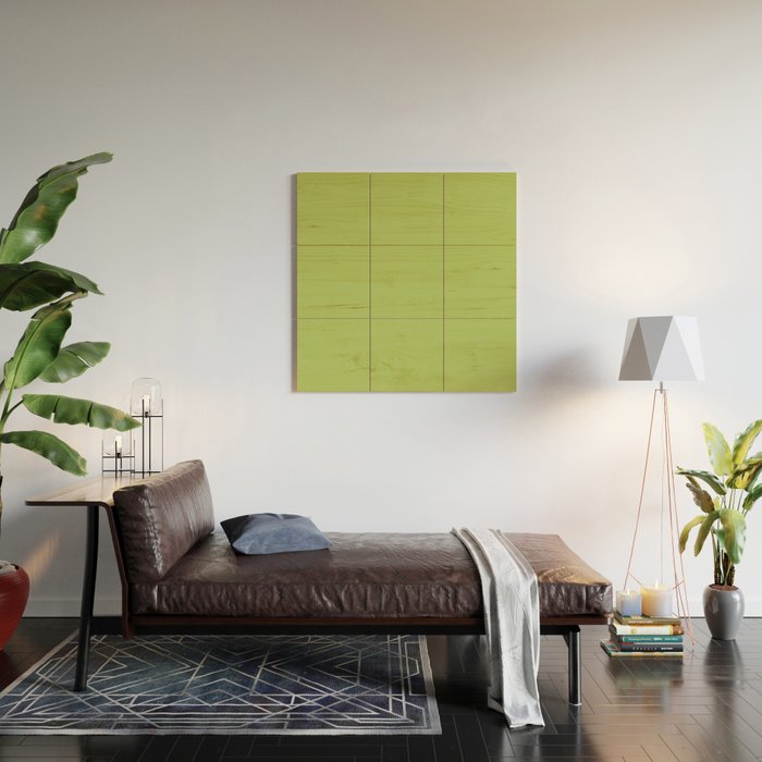 Happy Light Lime Green Solid Wood Wall Art Gallery Image 2