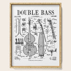 Double Bass Player Bassist Musical Instrument Vintage Patent Serving Tray Gallery Image 1