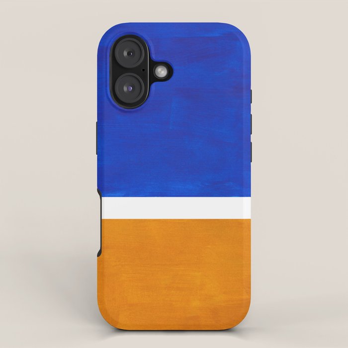Phthalo Blue Yellow Ochre Mid Century Modern Abstract Minimalist Rothko Color Field Squares iPhone Case Gallery Image 1