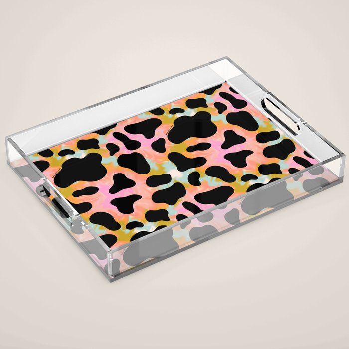 Rainbow Cow Print Acrylic Tray Gallery Image 1
