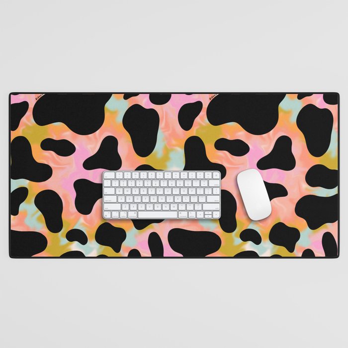 Rainbow Cow Print Desk Mat Gallery Image 1