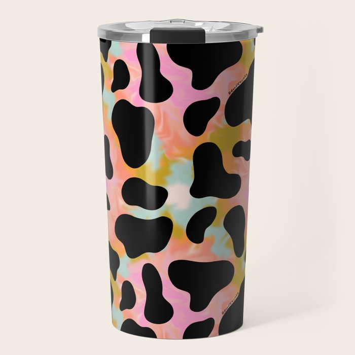 Rainbow Cow Print Travel Mug Gallery Image 1