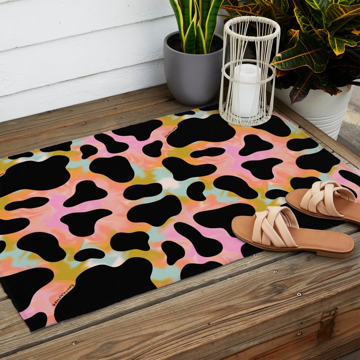 Rainbow Cow Print Outdoor Rug Gallery Image 2