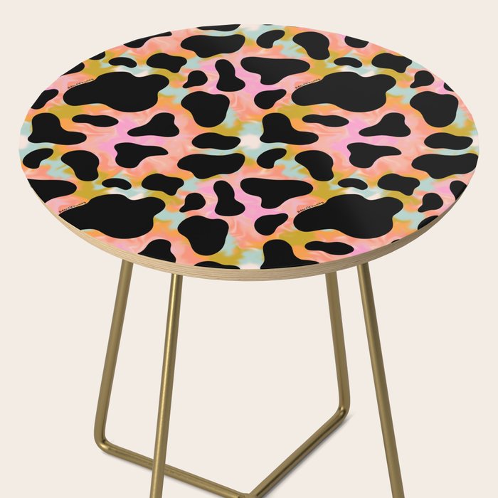 Rainbow Cow Print Side Table Gallery Image 2