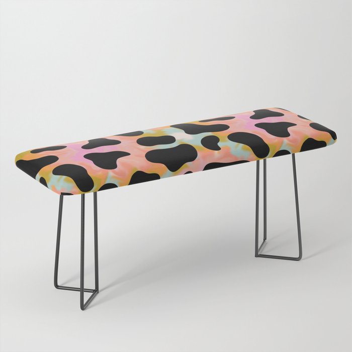 Rainbow Cow Print Bench Gallery Image 1