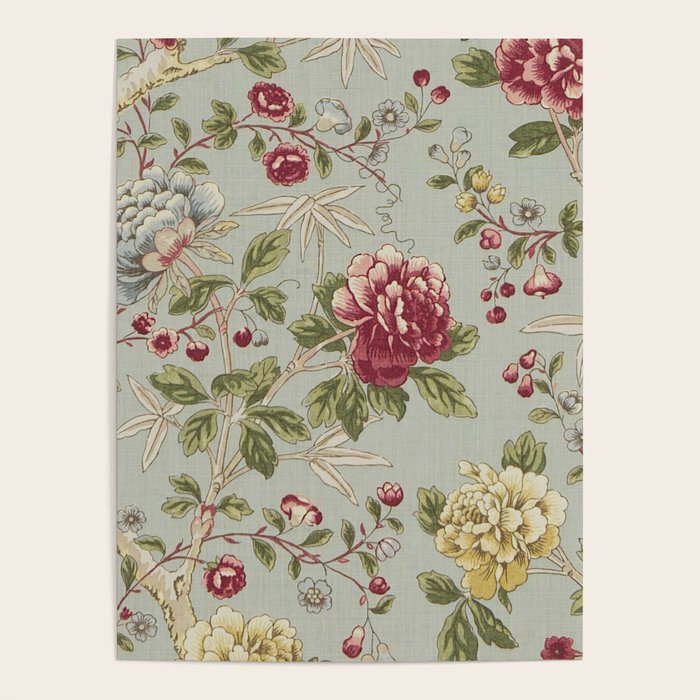 William Morris Tangley Duck Egg Blue Floral Poster Gallery Image 4