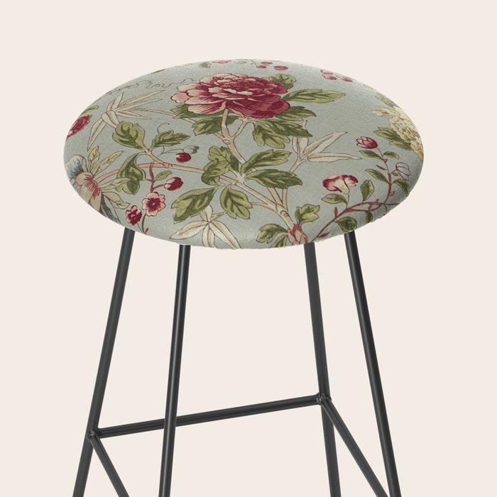 William Morris Tangley Duck Egg Blue Floral Stool Gallery Image 2