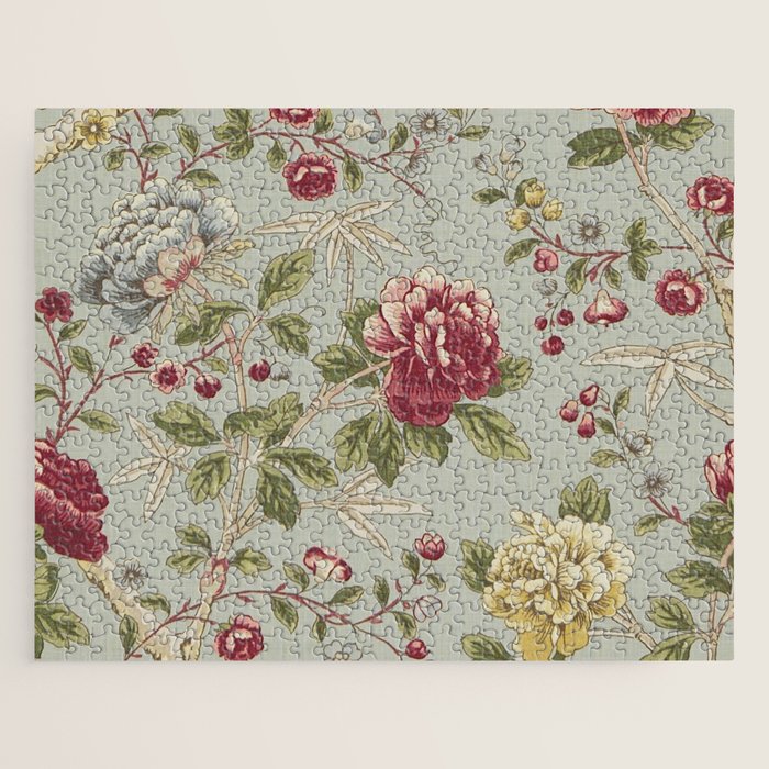 William Morris Tangley Duck Egg Blue Floral Jigsaw Puzzle Gallery Image 1