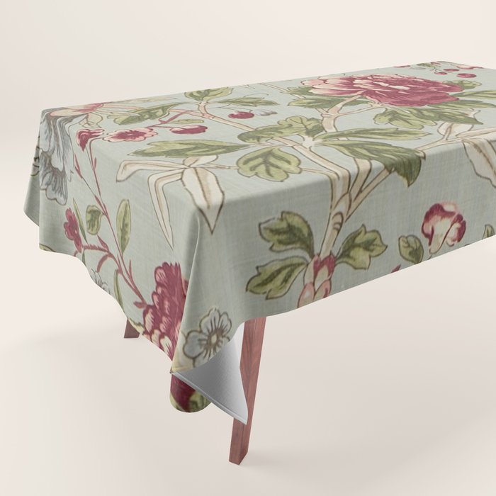 William Morris Tangley Duck Egg Blue Floral Tablecloth Gallery Image 1