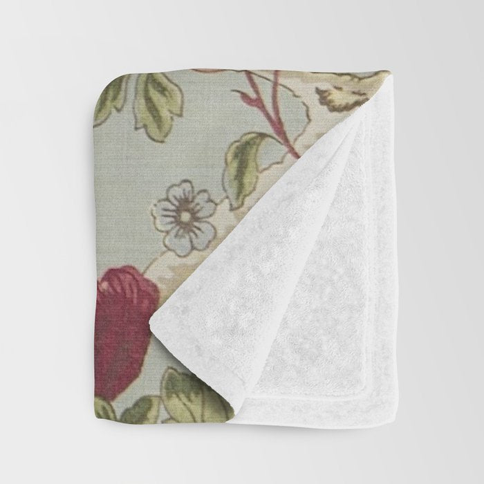 William Morris Tangley Duck Egg Blue Floral Throw Blanket Gallery Image 3