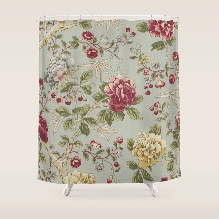 William Morris Tangley Duck Egg Blue Floral Shower Curtain Gallery Image 1