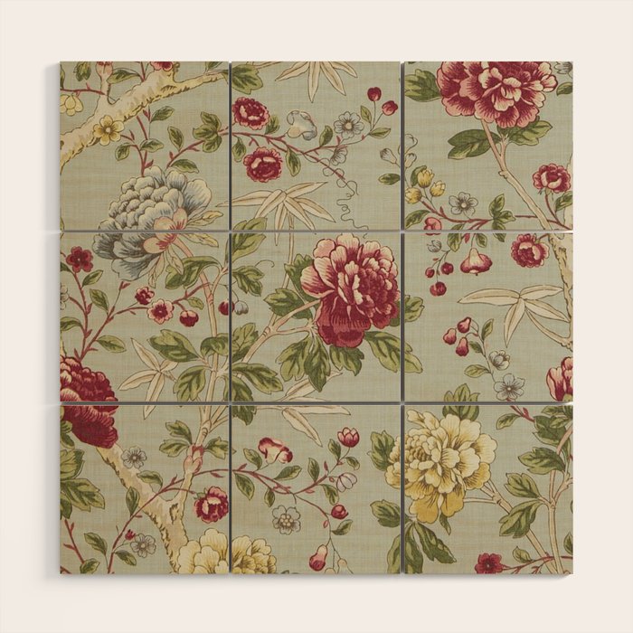 William Morris Tangley Duck Egg Blue Floral Wood Wall Art Gallery Image 1