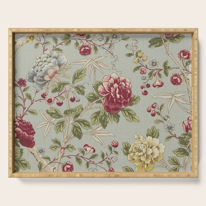 William Morris Tangley Duck Egg Blue Floral Serving Tray Gallery Image 1