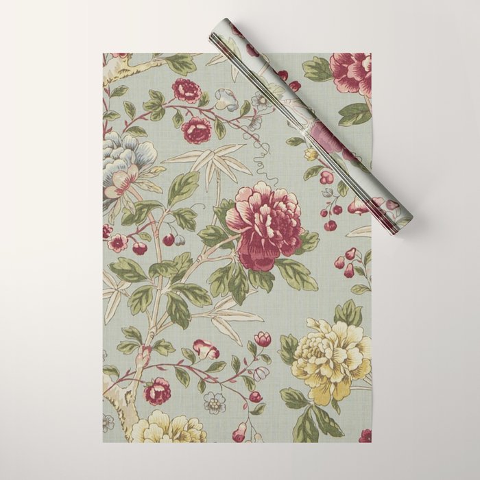 William Morris Tangley Duck Egg Blue Floral Wrapping Paper Gallery Image 1