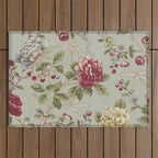 William Morris Tangley Duck Egg Blue Floral Outdoor Rug Gallery Image 1