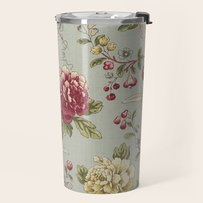 William Morris Tangley Duck Egg Blue Floral Travel Mug Gallery Image 2