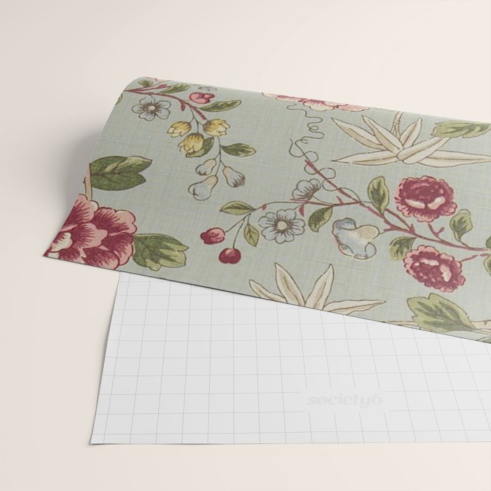 William Morris Tangley Duck Egg Blue Floral Wrapping Paper Gallery Image 2