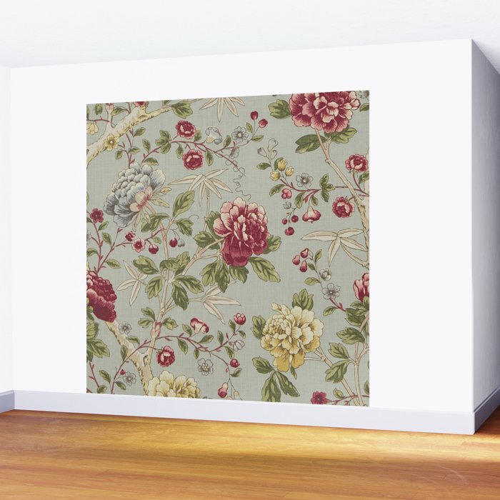 William Morris Tangley Duck Egg Blue Floral Wall Mural Gallery Image 2