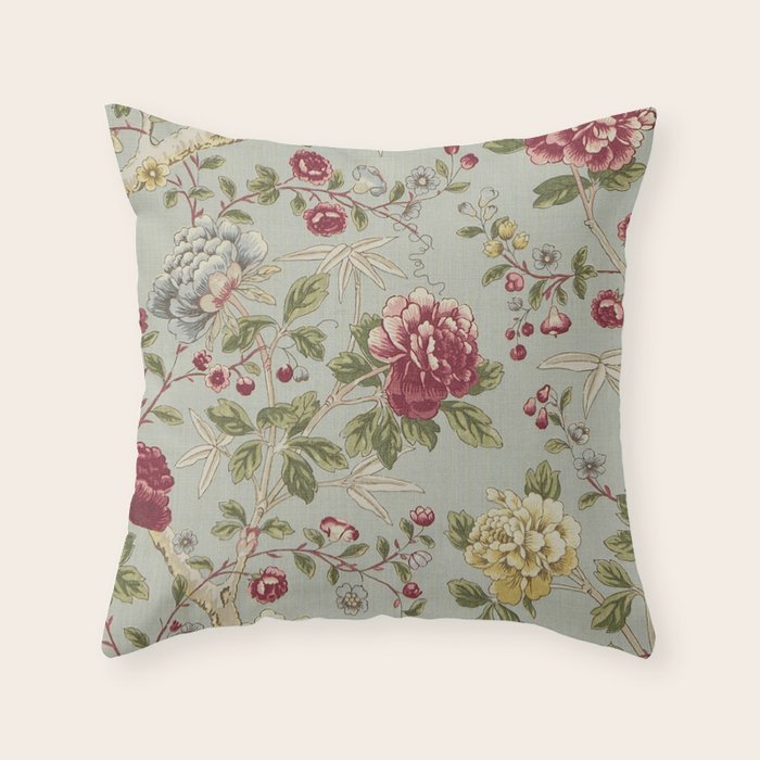 William Morris Tangley Duck Egg Blue Floral Throw Pillow Gallery Image 6