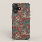 Classic Chinese Chinoiserie Floral Bird Pattern Red iPhone Case Gallery Image 1