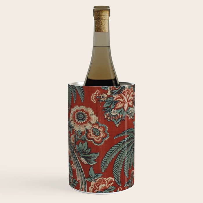 Classic Chinese Chinoiserie Floral Bird Pattern Red Wine Chiller Gallery Image 1