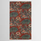 Classic Chinese Chinoiserie Floral Bird Pattern Red Tablecloth Gallery Image 2