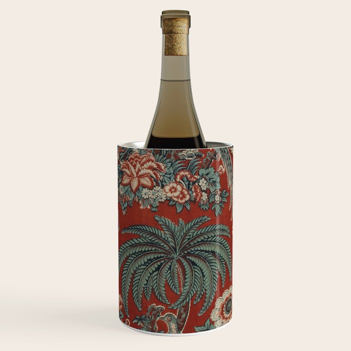 Classic Chinese Chinoiserie Floral Bird Pattern Red Wine Chiller Gallery Image 3