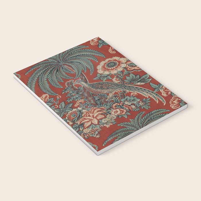 Classic Chinese Chinoiserie Floral Bird Pattern Red Notebook Gallery Image 3