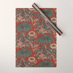 Classic Chinese Chinoiserie Floral Bird Pattern Red Wrapping Paper Gallery Image 1
