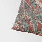 Classic Chinese Chinoiserie Floral Bird Pattern Red Pillow Sham Gallery Image 4