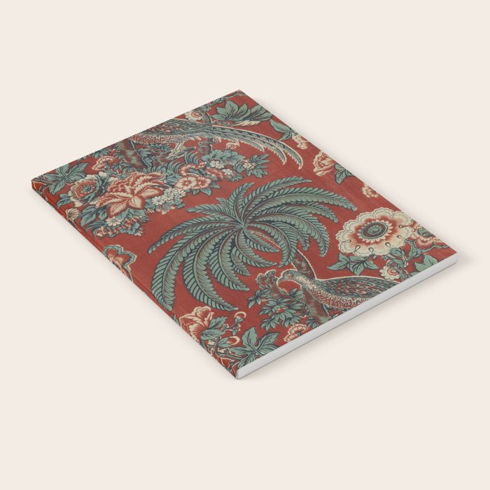 Classic Chinese Chinoiserie Floral Bird Pattern Red Notebook Gallery Image 1