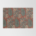 Classic Chinese Chinoiserie Floral Bird Pattern Red Rug Gallery Image 2