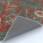 Classic Chinese Chinoiserie Floral Bird Pattern Red Rug Gallery Image 4