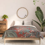 Classic Chinese Chinoiserie Floral Bird Pattern Red Comforter Gallery Image 3