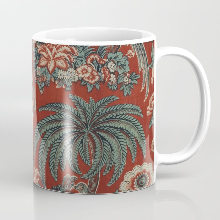 Classic Chinese Chinoiserie Floral Bird Pattern Red Coffee Mug Gallery Image 1
