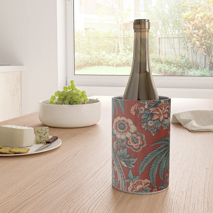 Classic Chinese Chinoiserie Floral Bird Pattern Red Wine Chiller Gallery Image 4