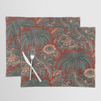 Classic Chinese Chinoiserie Floral Bird Pattern Red Placemat Gallery Image 1